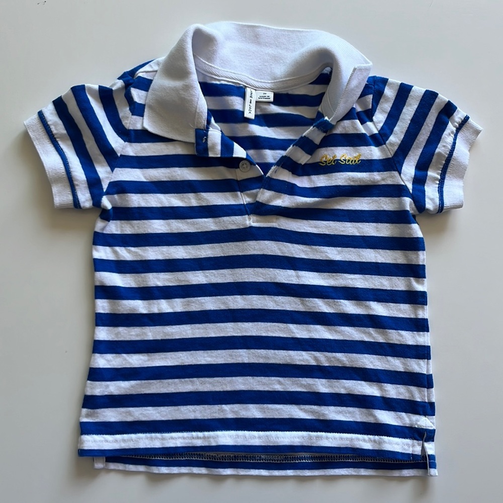 Blue and White Stripe Set Sail Polo by Janie and Jack, 2T.